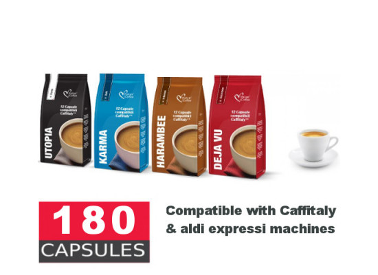180 Capsules compatible with Caffitaly & K-fee Expressi system  -  Pick your blend  ***EXP JAN 2022***