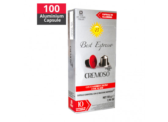 Cremoso  blend - 100 Aluminium Capsule Nespresso Compatible - Best Espresso