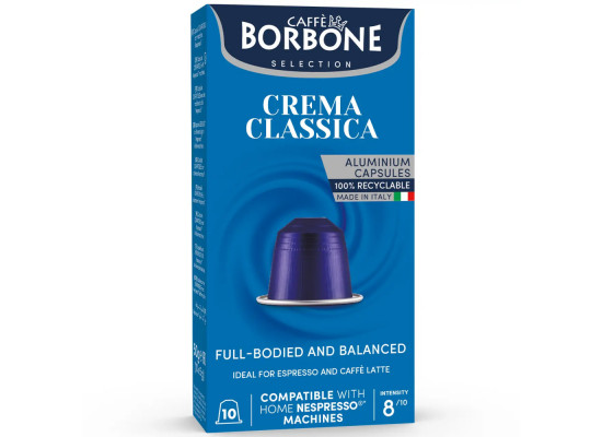 Crema Classic Blend 100 Aluminium coffee capsules compatible with Nespresso by Borbone  **SHIPS ON 26/05**