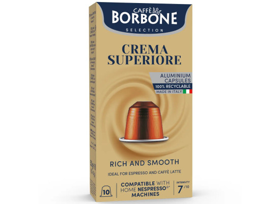 Crema Superiore Blend 100 Aluminium coffee capsules compatible with Nespresso by Borbone  **SHIPS ON 26/05**