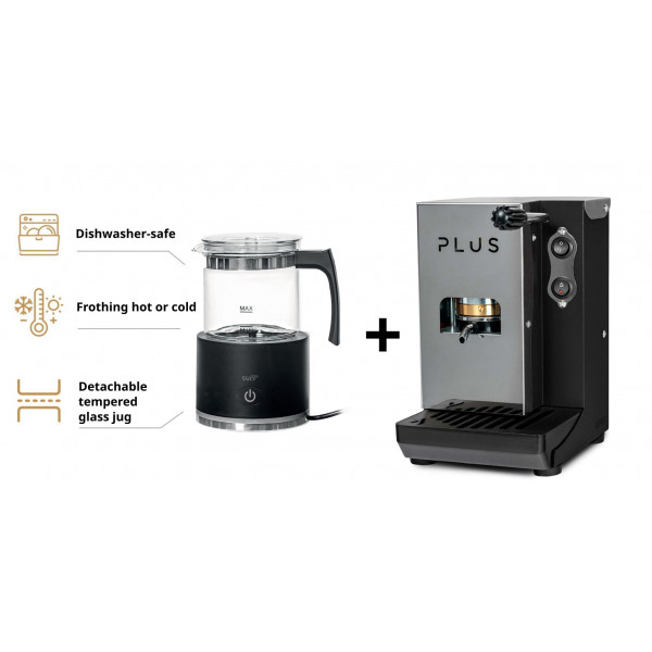 Frother + Machine - Aroma Plus ESE Machine & Dishwasher-safe Milk Frother!